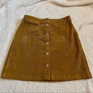 J. Crew Brown Corduroy Button Front Mini Skirt